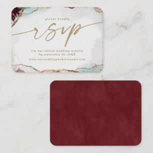 Tarjeta De Recepción Sitio web de Boda de oro y rojo de resumen moderno