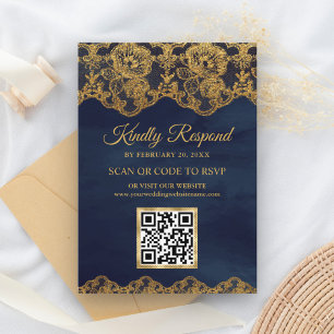 Tarjeta De Recepción Sitio web de boda de respuesta QR de encaje de pap