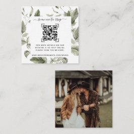 Tarjeta De Recepción Sitio web de boda de vegetación | Código QR
