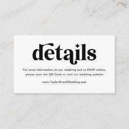 Tarjeta De Recepción Sitio web de boda disco blanco y negro