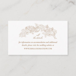Tarjeta De Recepción Sitio web de boda elegante dorado pardo