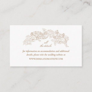 Tarjeta De Recepción Sitio web de boda elegante dorado pardo