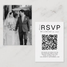 Sitio web de boda elegante | Foto código QR RSVP