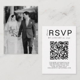 Tarjeta De Recepción Sitio web de boda elegante | Foto código QR RSVP