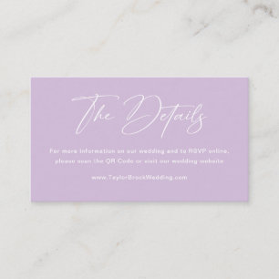 Tarjeta De Recepción Sitio web de boda elegante lila púrpura