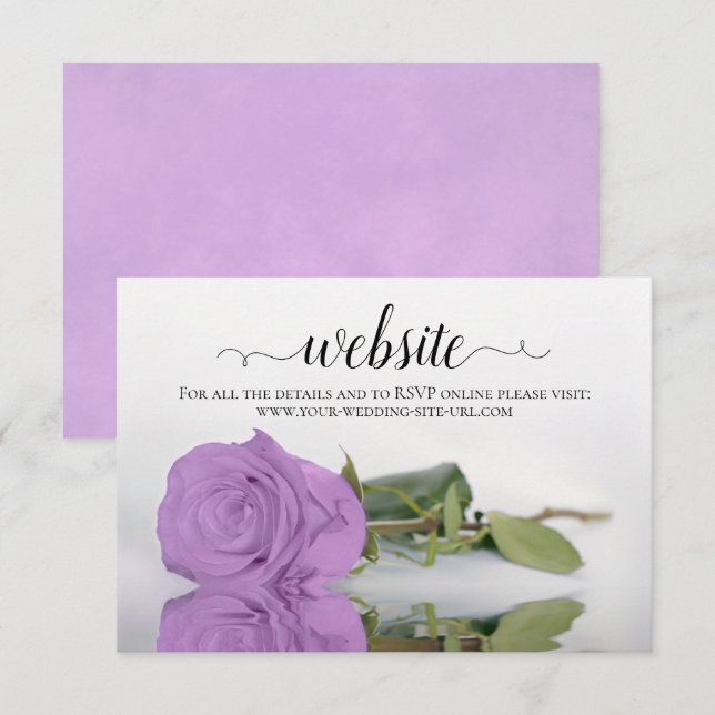 Tarjeta De Recepción Sitio web de boda elegante Rosa Púrpura Lila (Anverso / Reverso)