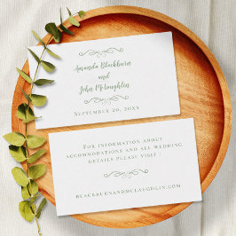 Tarjeta De Recepción Sitio web de boda elegante Verde sabio Detalles mo