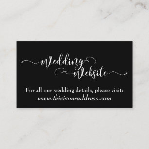 Tarjeta De Recepción Sitio web de boda Escritura blanca sobre negro e