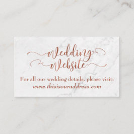 Tarjeta De Recepción Sitio web de boda | Escritura de cobre con mármol