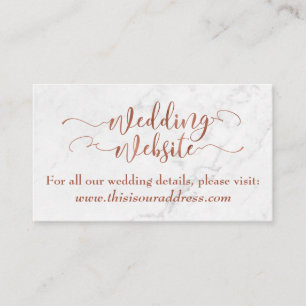 Tarjeta De Recepción Sitio web de boda Escritura de cobre con mármol