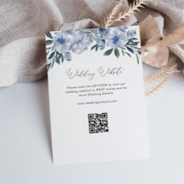 Tarjeta De Recepción sitio web de boda floral azul de guión elegante