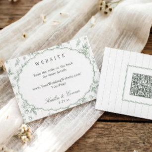 Tarjeta De Recepción Sitio web de boda floral vintage francés verde sal