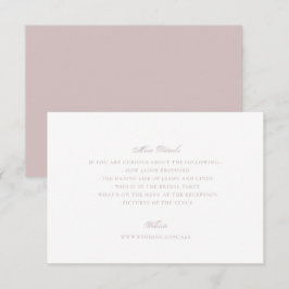 Tarjeta De Recepción Sitio web de boda Formal Dusty Rose Pink Informaci