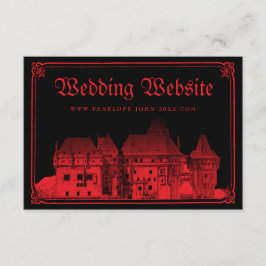 Tarjeta De Recepción Sitio web de boda gótico Castillo Frontera Negro R