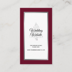 Tarjeta De Recepción Sitio web de boda invernal elegante de color burgu