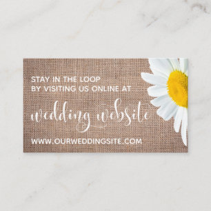 Tarjeta De Recepción Sitio web de boda, Letra Bonita, Arpillera y Marga