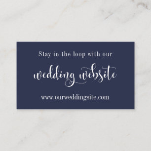 Tarjeta De Recepción Sitio web de boda, letra moderna bonita sobre azul