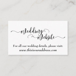 Tarjeta De Recepción Sitio web de boda Letra negra sobre blanco edita
