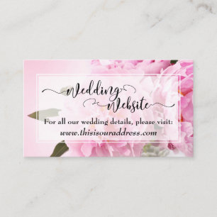 Tarjeta De Recepción Sitio web de boda Letra sobre peonías rosadas