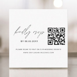 Tarjeta De Recepción Sitio web de boda minimalista de respuesta QR Code