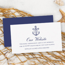 Tarjeta De Recepción Sitio web de boda náutico azul de la marina del an