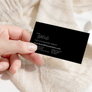 Tarjeta De Recepción Sitio web de Boda negro clásico moderno