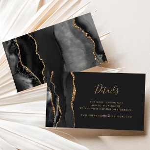 Tarjeta De Recepción Sitio web de boda oscuro de ónix Budget Black Gold