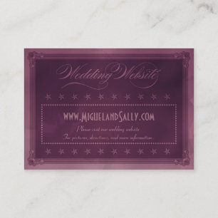 Tarjeta De Recepción Sitio web de Boda púrpura estilo póster vintage