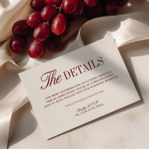 Tarjeta De Recepción Sitio web de boda Retro Marfil Beige y Burgundy
