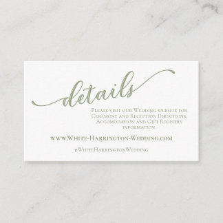 Tarjeta De Recepción Sitio web de boda simple y verde sabio