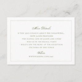 Tarjeta De Recepción Sitio web de boda tradicional verde musgo