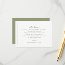 Tarjeta De Recepción Sitio web de boda tradicional verde musgo