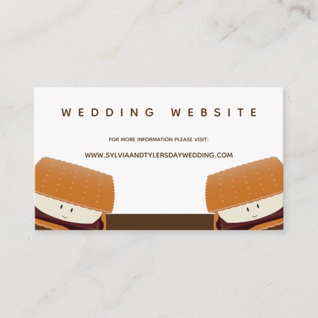 Tarjeta De Recepción Sitio web de Bodas blancos de Ilustracion Marrón m (Anverso)