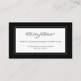 Tarjeta De Recepción Sitio web de Bodas blancos y negros sobre frontera