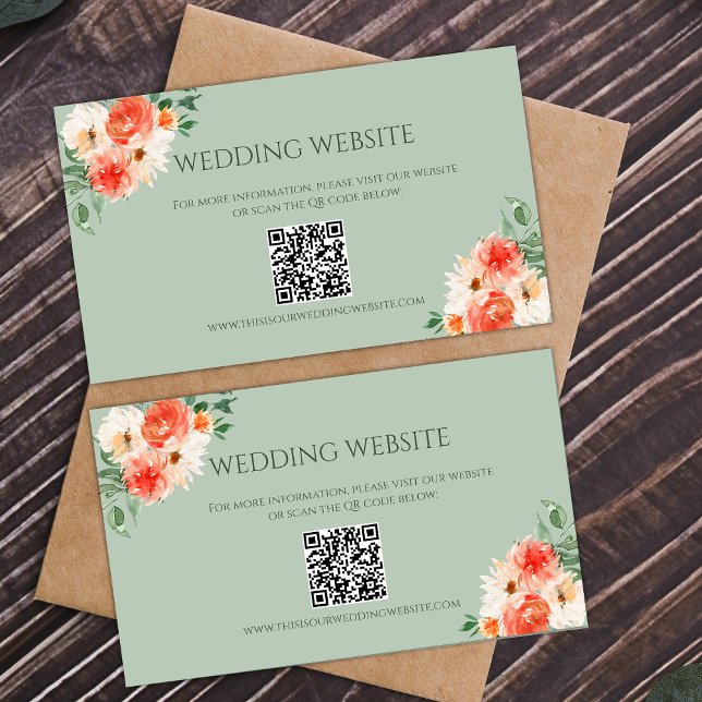 Tarjeta De Recepción Sitio web de Bodas botánicos rusos verdes y Naranj (Subido por el creador)