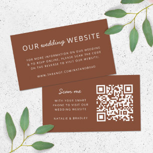 Tarjeta De Recepción Sitio web de bodas Código QR Arroz de terracota