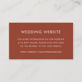 Tarjeta De Recepción Sitio web de bodas | Código QR del Naranja quemado