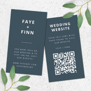 Tarjeta De Recepción Sitio web de bodas Código QR Dusky Blue Scandina