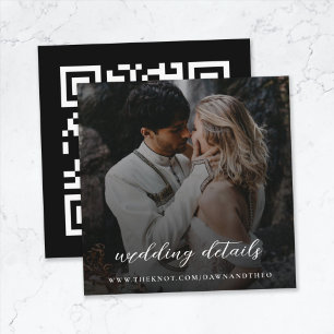 Tarjeta De Recepción Sitio web de bodas   Código QR Elegante Foto RSVP