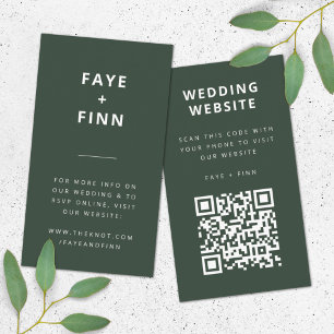 Tarjeta De Recepción Sitio web de bodas   Código QR Escándalo verde Min