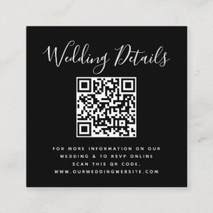 Tarjeta De Recepción Sitio web de bodas   Código QR Foto mínima RSVP