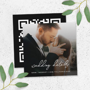 Tarjeta De Recepción Sitio web de bodas   Código QR Foto Minimalista RS