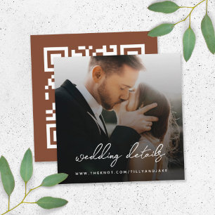 Tarjeta De Recepción Sitio web de bodas Código QR Foto Minimalista RS