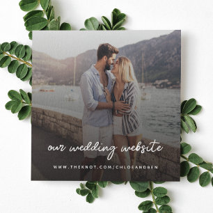 Tarjeta De Recepción Sitio web de bodas   Código QR Foto Minimalista RS