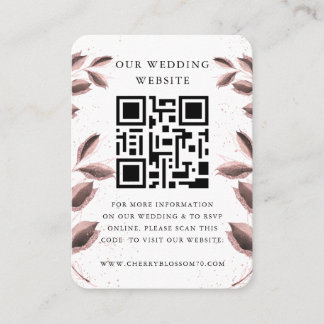 Tarjeta De Recepción Sitio web de bodas | Código QR Foto Minimalista RS
