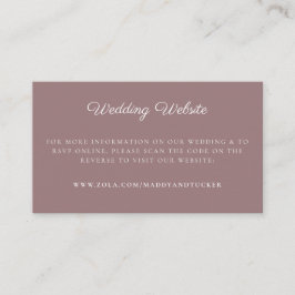 Tarjeta De Recepción Sitio web de bodas | Código QR Mauve RSVP Minimali