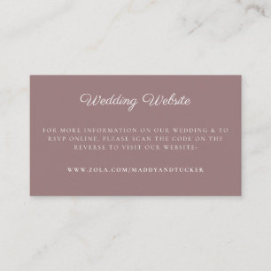 Tarjeta De Recepción Sitio web de bodas Código QR Mauve RSVP Minimali