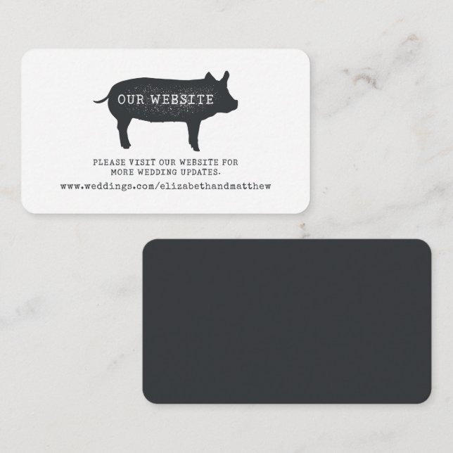Tarjeta De Recepción Sitio web de Bodas de campesinas rusticas modernas (Anverso / Reverso)