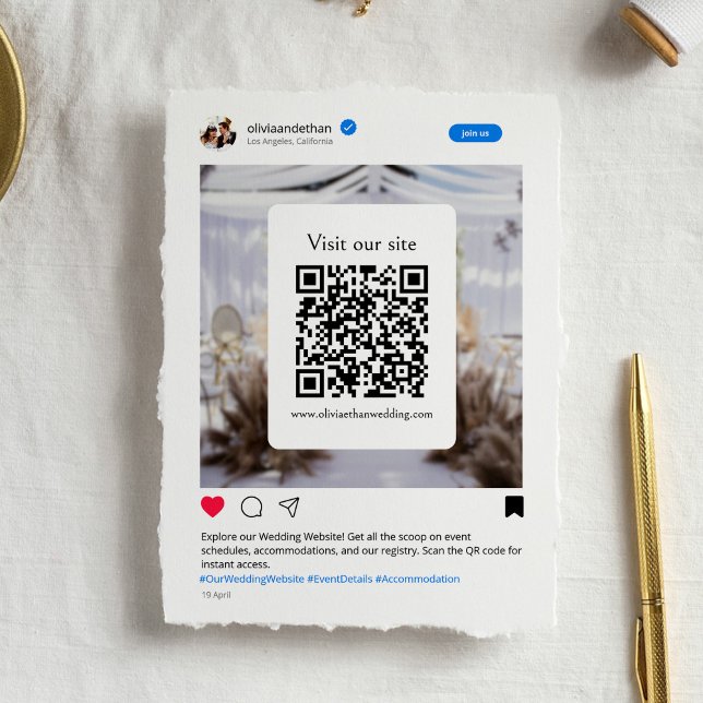 Tarjeta De Recepción Sitio web de Bodas de medios sociales de actualida (Subido por el creador)