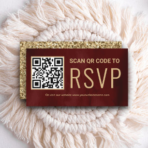Tarjeta De Recepción Sitio web de bodas de respuesta QR en línea de oro